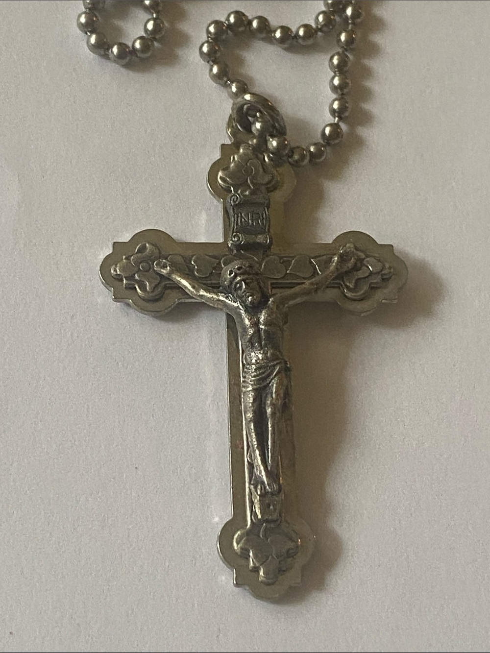 Silver-Tone Men's Crucifix Pendant Necklace - Classic Religious Accessory